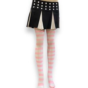 Pink and White Stripes Over the Knee Thigh High Tall Socks - NEW